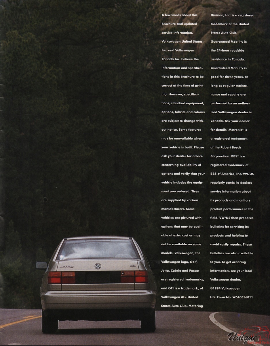 1994 VW Full Line Brochure Page 12